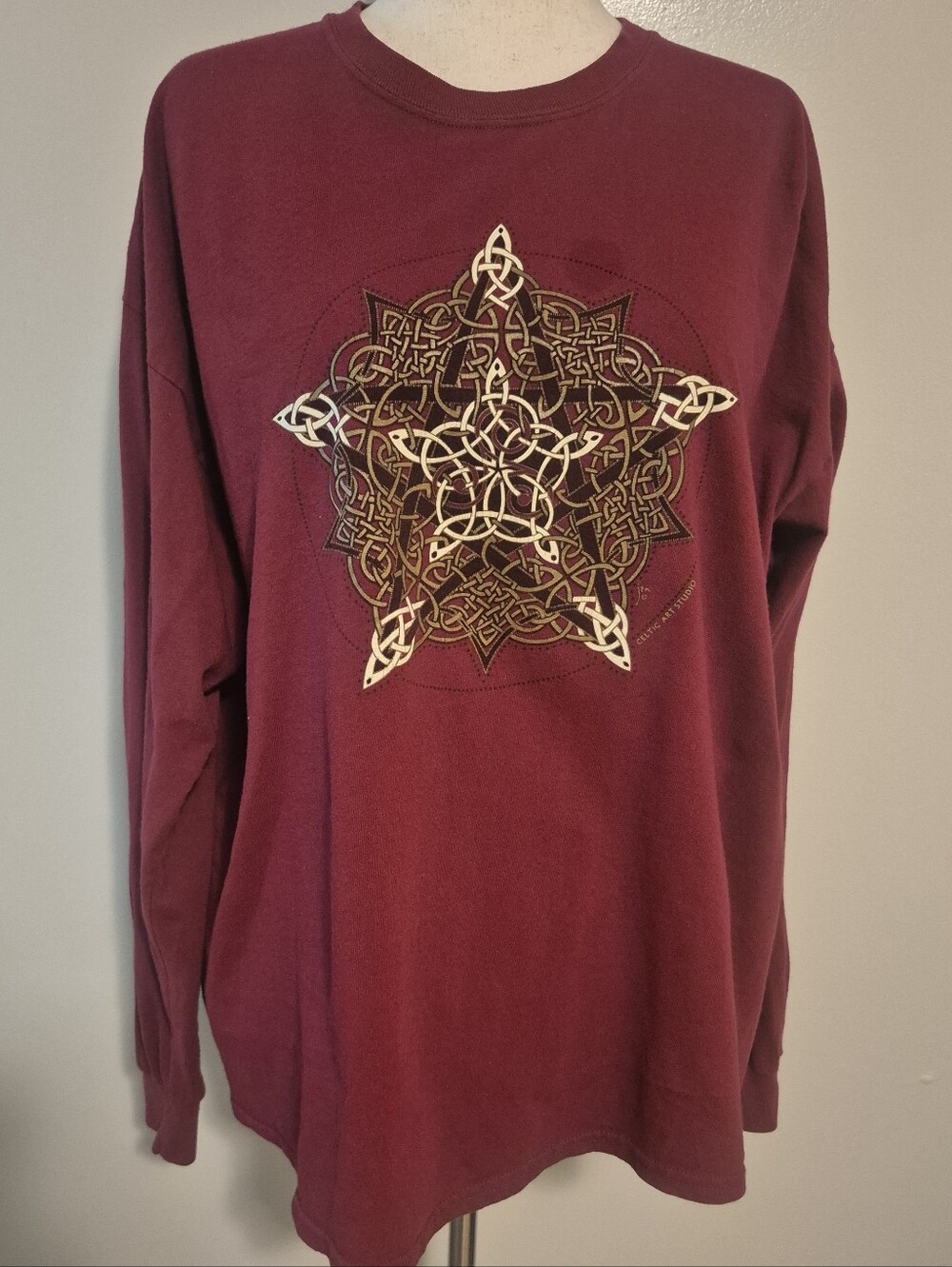 Vintage Jen Delyth 90's Burgundy Pagan Celtic Art Pentacle Star Witchy